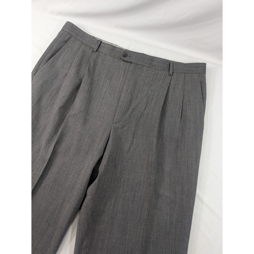 Zanella 40x32 Gray 100% Wool Italy Made Bennett Pleated Cuffed Dress Mens Pants